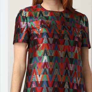Valentino Multicolor Zigzag Mini Dress
